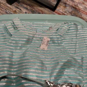 Girls metallic striped a-line dress with belt and zipper closure